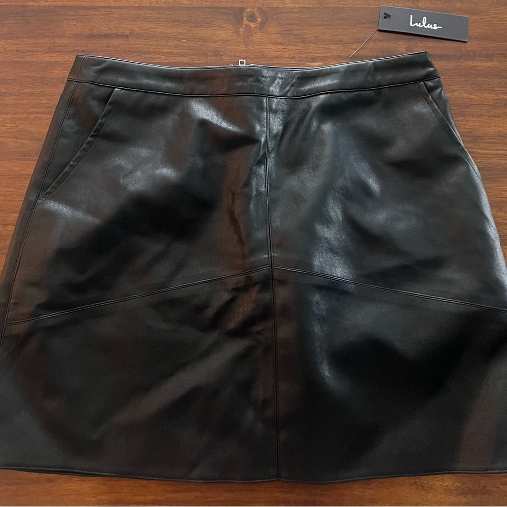 Lulu's Vegan Leather Black Mini Skirt